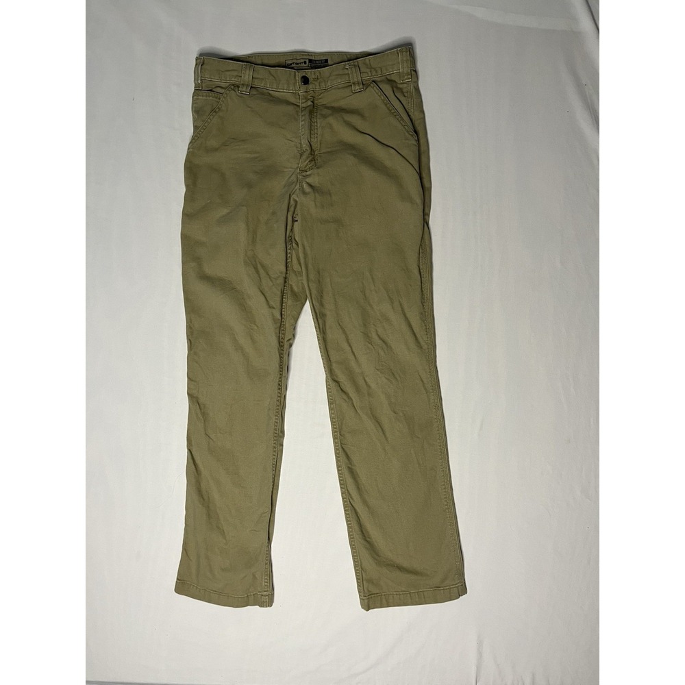Carhartt Rugged Flex Canvas Work Pants Men's 33x34 Beige Relaxed Fit 102291-253